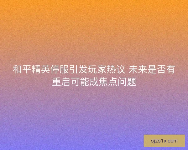 和平精英停服引发玩家热议 未来是否有重启可能成焦点问题