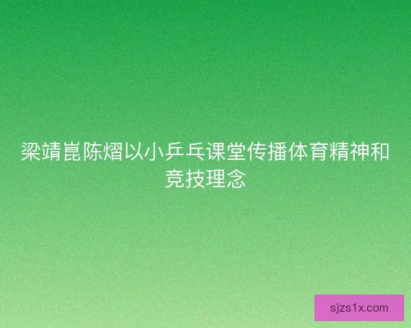 梁靖崑陈熠以小乒乓课堂传播体育精神和竞技理念