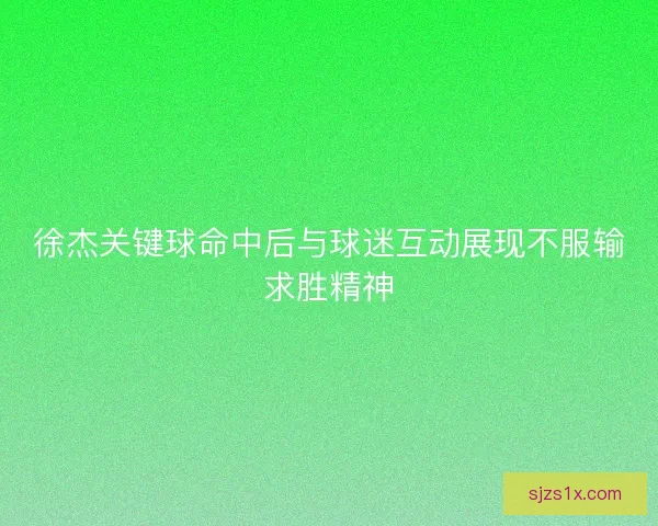 徐杰关键球命中后与球迷互动展现不服输求胜精神